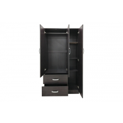 Ντουλάπα τρίφυλλη με 2 συρτάρια και πατάρι Lego pakoworld σε wenge απόχρωση 90x42x240εκ