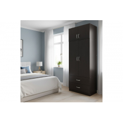 Ντουλάπα δίφυλλη με 2 συρτάρια και πατάρι Lego pakoworld σε wenge απόχρωση 80x42x240εκ