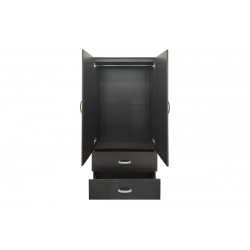 Ντουλάπα δίφυλλη με 2 συρτάρια και πατάρι Lego pakoworld σε wenge απόχρωση 80x42x240εκ