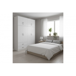 Ντουλάπα τετράφυλλη με πατάρι Lego pakoworld λευκή 160x42x240εκ