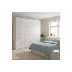 Ντουλάπα εξάφυλλη με πατάρι Lego pakoworld λευκή 240x42x240εκ