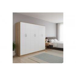 Ντουλάπα εξάφυλλη Lego ΙΙ pakoworld sonoma-λευκή 240x42x180εκ