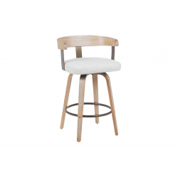 Σκαμπό μπαρ Anesy pakoworld περιστρεφόμενο μεσαίου μεγέθους μέταλλο-ξύλο με ύφασμα σε μπεζ απόχρωση 54x50x85εκ