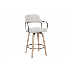 Σκαμπό μπαρ Tertia pakoworld περιστρεφόμενο μεσαίου μεγέθους μέταλλο-ξύλο με ύφασμα σε μπεζ-καφέ απόχρωση 54x52x98εκ