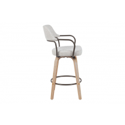 Σκαμπό μπαρ Tertia pakoworld περιστρεφόμενο μεσαίου μεγέθους μέταλλο-ξύλο με ύφασμα σε μπεζ-καφέ απόχρωση 54x52x98εκ