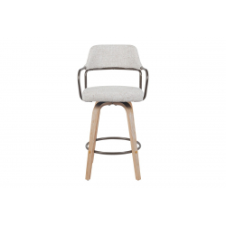 Σκαμπό μπαρ Tertia pakoworld περιστρεφόμενο μεσαίου μεγέθους μέταλλο-ξύλο με ύφασμα σε μπεζ-καφέ απόχρωση 54x52x98εκ