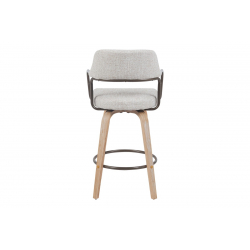 Σκαμπό μπαρ Tertia pakoworld περιστρεφόμενο μεσαίου μεγέθους μέταλλο-ξύλο με ύφασμα σε μπεζ-καφέ απόχρωση 54x52x98εκ