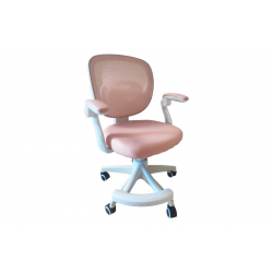 Καρέκλα γραφείου παδική Bernu pakoworld ύφασμα mesh σε ροζ απόχρωση 47x56x80-90εκ
