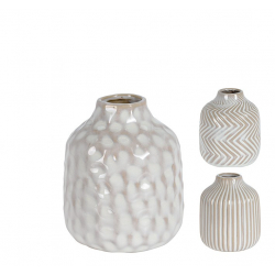 Μικρά διακοσμητικά βάζα stoneware, 3σχδ.,εκρού χρ.,9.5cm | ZAROS