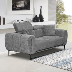SEVILLE Kαναπές 2Θέσιος Σαλονιού - Καθιστικού, Teddy Ύφασμα Σκούρο Γκρι 165x94x90cm