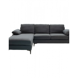 Γωνιακός καναπές Cohen pakoworld με δεξιά γωνία ύφασμα σε ανθρακί απόχρωση-πόδι μαύρο μέταλλο 240x159x83εκ