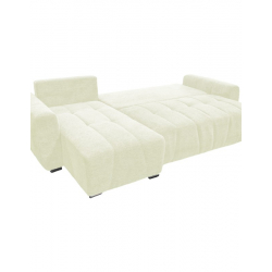 Γωνιακός αναστρέψιμος καναπές-κρεβάτι Vivad pakoworld ύφασμα σε μπεζ απόχρωση 275x164x91εκ