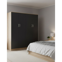 Ντουλάπα τετράφυλλη Lego Ι pakoworld sonoma-ανθρακί 160x42x180εκ