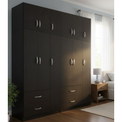 Ντουλάπα εξάφυλλη με πατάρι Lego pakoworld wenge 180x42x240εκ