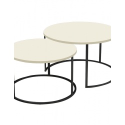 Τραπέζι σαλονιού Solme pakoworld σετ 2τεμ κρεμ-πόδι μαύρο μέταλλο