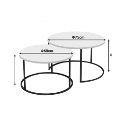 Τραπέζι σαλονιού Solme pakoworld σετ 2τεμ κρεμ-πόδι μαύρο μέταλλο