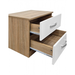 Κομοδίνο Athos pakoworld σε sonoma-λευκή απόχρωση 48x40x41.5εκ