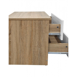Κομοδίνο Athos pakoworld σε sonoma-λευκή απόχρωση 48x40x41.5εκ