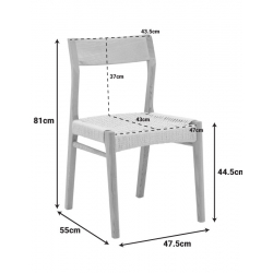 Καρέκλα Karlinda pakoworld ξύλο οξιάς-έδρα σχοινί σε φυσική απόχρωση 47.5x55x81εκ