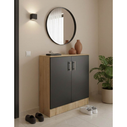 Παπουτσοθήκη-ντουλάπι Souken pakoworld 6 ζευγών σε sonoma-ανθρακί απόχρωση 60x40x80εκ