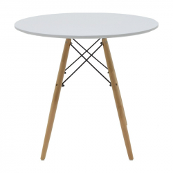 Τραπεζαρία Julita-Gaston σετ 5τεμ pakoworld MDF και ξύλο οξιάς σε λευκή-φυσική απόχρωση Φ80x73εκ