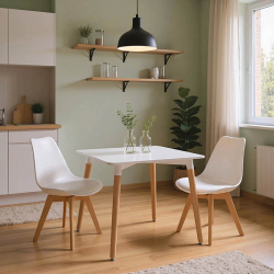 Τραπεζαρία Natali-Gaston pakoworld σετ 3τεμ σε λευκή απόχρωση 80x80x76εκ