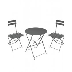 Τραπεζαρία Bistro pakoworld σετ 3τεμ μεταλλική αναδιπλούμενη σε ανθρακί απόχρωση Φ60x71εκ