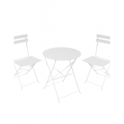 Τραπεζαρία Bistro pakoworld σετ 3τεμ μεταλλική αναδιπλούμενη σε λευκή απόχρωση Φ60x71εκ