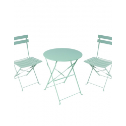 Τραπεζαρία Bistro pakoworld σετ 3τεμ μεταλλική αναδιπλούμενη σε μπεζ απόχρωση Φ60x71εκ