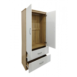 Ντουλάπα δίφυλλη με 2 συρτάρια Lego pakoworld σε sonoma-λευκή απόχρωση 80x42x180εκ