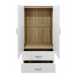 Ντουλάπα δίφυλλη με 2 συρτάρια Lego pakoworld σε sonoma-λευκή απόχρωση 80x42x180εκ