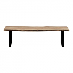 Παγκάκι Miles Slim pakoworld  μασίφ ξύλο ακακίας σε φυσική απόχρωση με μαύρα μεταλλικά πόδια 160x40x45εκ