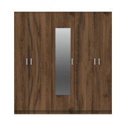 Ντουλάπα πεντάφυλλη με καθρέφτη Luna pakoworld καρυδί-oak 220x52x200εκ