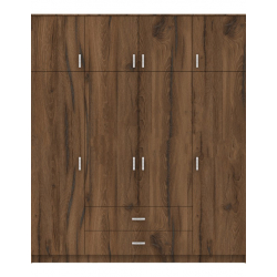 Ντουλάπα τετράφυλλη με συρτάρια Royal pakoworld καρυδι-oak 200x58x230εκ