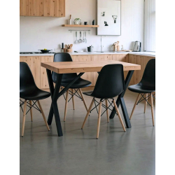 Τραπεζαρία με Καρέκλες Julita μαύρο και Τραπέζι Zeryin oak 110x70x75εκ Σετ 5τεμ