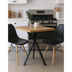 Τραπεζαρία με Καρέκλες Julita μαύρο και Τραπέζι Prestone oak 70x70x75εκ Σετ 3τεμ