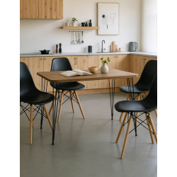 Τραπεζαρία με Καρέκλες Julita μαύρο και Τραπέζι Polkan oak 120x60x73εκ Σετ 5τεμ
