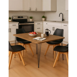 Τραπεζαρία με Καρέκλες Gaston μαύρο και Τραπέζι Polkan oak 120x60x73εκ Σετ 5τεμ