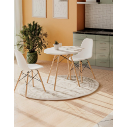 Τραπεζαρία με Καρέκλες Julita λευκό και Τραπέζι Julita λευκό Φ80x73εκ Σετ 3τεμ