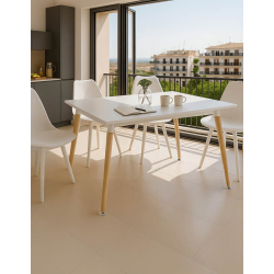 Τραπεζαρία με Καρέκλες Gaston λευκό και Τραπέζι Natali λευκό 120x80x76εκ Σετ 5τεμ