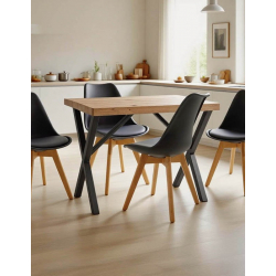 Τραπεζαρία με Καρέκλες Gaston μαύρο και Τραπέζι Zeryin oak 110x70x75εκ Σετ 5τεμ