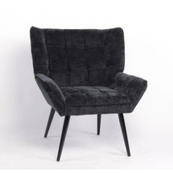 Πολυθρόνα ArteLibre TIVA Μαύρο Ύφασμα Σενίλ/Μέταλλο 84x78x77cm