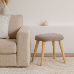 ΣΚΑΜΠΟ ΥΦΑΣΜΑΤΙΝΟ ΣΕ TAUPE ΧΡΩΜΑ ΜΕ ΞΥΛΙΝΑ ΠΟΔΙΑ 40x30x40εκ. ANKOR