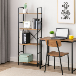 ΒΙΒΛΙΟΘΗΚΗ ΜΕ 4 ΞΥΛΙΝΑ ΡΑΦΙΑ ΚΑΙ ΜΑΥΡΟ ΜΕΤΑΛΛΙΚΟ ΣΚΕΛΕΤΟ 60x24x112εκ. ANKOR