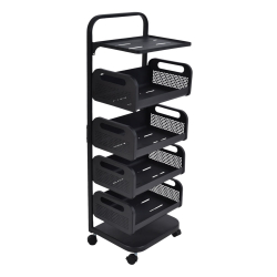 ΤΡΟΛΕΪ ΑΠΟΘΗΚΕΥΣΗΣ ΜΕΤΑΛΛΙΚΟΣ ΜΕ 4 ΚΑΛΑΘΙΑ ΚΑΙ 2 ΡΑΦΙΑ ΣΕ ΜΑΥΡΟ ΜΑΤ ΧΡΩΜΑ 37x22x106εκ. ANKOR