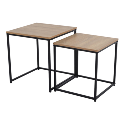 ΣΕΤ 2 ΤΡΑΠΕΖΑΚΙΑ ΞΥΛΙΝΑ ΜΕ ΜΑΥΡΗ ΜΕΤΑΛΛΙΚΗ ΒΑΣΗ 45x45x45εκ. ΚΑΙ 40x40x40εκ. ANKOR