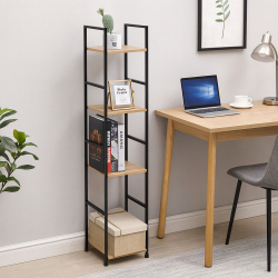 ΒΙΒΛΙΟΘΗΚΗ ΜΕ 5 ΞΥΛΙΝΑ ΡΑΦΙΑ ΚΑΙ ΜΑΥΡΟ ΜΕΤΑΛΛΙΚΟ ΣΚΕΛΕΤΟ 30x24