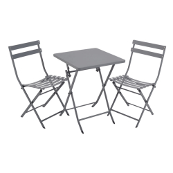 ΜΕΤΑΛΛΙΚΟ ΣΕΤ ΤΡΑΠΕΖΙΟΥ ΚΑΙ 2 ΚΑΡΕΚΛΩΝ ΠΤΥΣΣΟΜΕΝΟ ΣΕ ΓΚΡΙ ΜΑΤ ΧΡΩΜΑ ANKOR