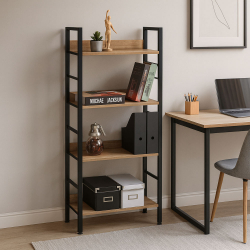 ΒΙΒΛΙΟΘΗΚΗ ΜΕ 4 ΞΥΛΙΝΑ ΡΑΦΙΑ ΚΑΙ ΜΑΥΡΟ ΜΕΤΑΛΛΙΚΟ ΣΚΕΛΕΤΟ 60x28x126εκ. ANKOR