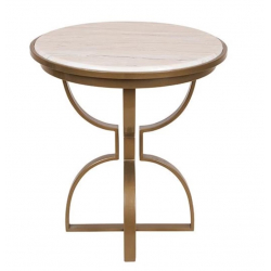 ΤΡΑΠΕΖΙ ΜΕΤΑΛΛΙΚΟ ΧΡΥΣΟ - ΛΕΥΚΟ 50x50x52cm